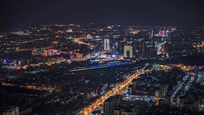 泰安城市夜景航拍无人机拍摄