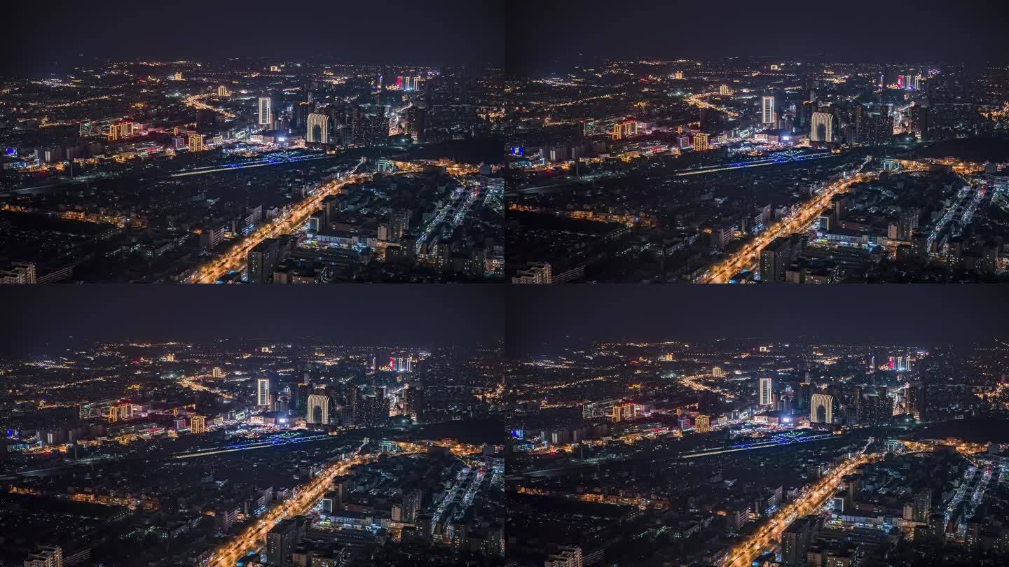 泰安城市夜景航拍无人机拍摄