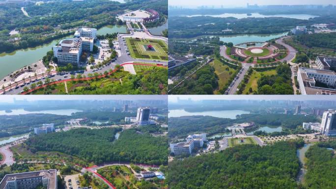 江西南昌大学前湖校区校园航拍风景风光素材