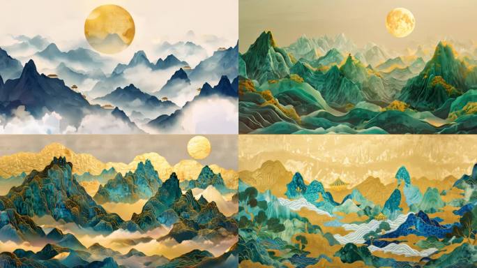 中国风意境山水，彩色写意中式风景【4】