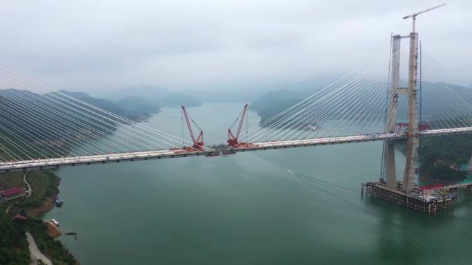 航拍修建中的官新高速雪峰湖大桥合集