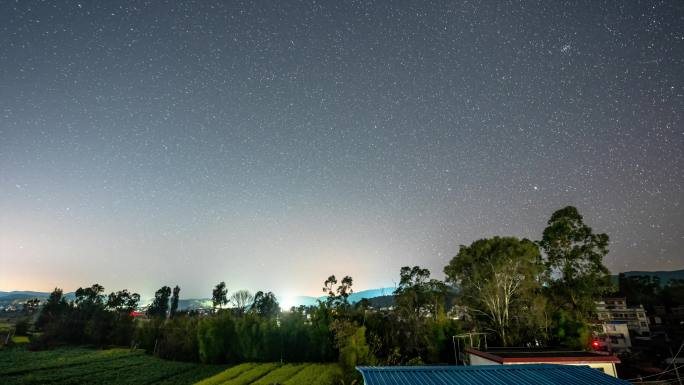 云南楚雄牟定乡村星空日转夜延时