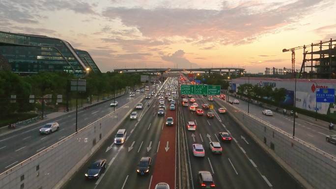 上海城市高速公路延时视频