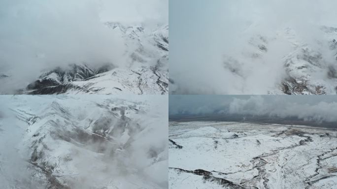 雪山下雪穿云