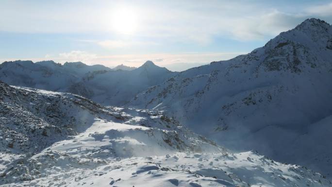 4K川西阿坝黑水达古冰川雪山日出旅游