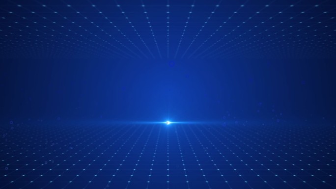 科技企业图文蓝色网格背景飘散粒子气泡