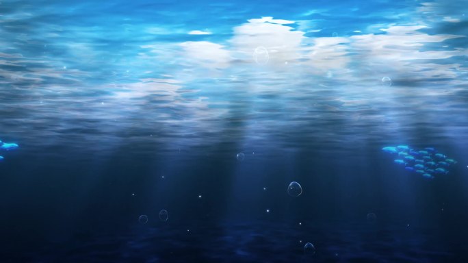 水底光线 海底透光 鱼群 丁达尔海底