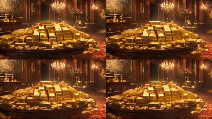 桌子上的黄金堆积金融危机