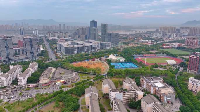 福州闽侯县大学城航拍风景福建城市风光