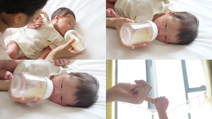 妈妈给新生儿喂奶 新生儿手  婴儿喂奶