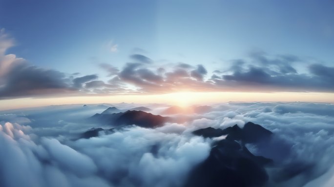 云海山峰航拍4K