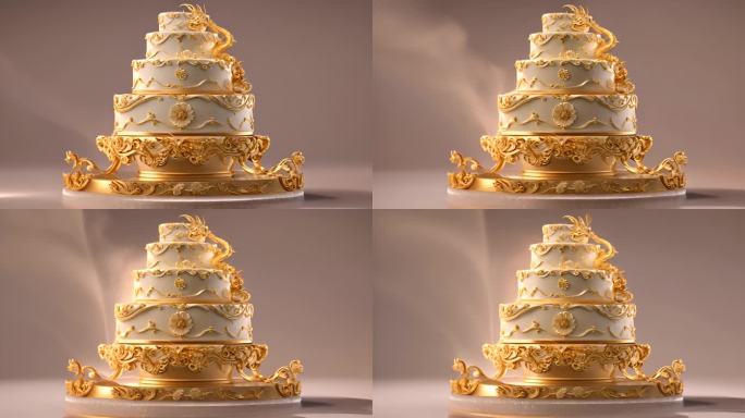金色多层奶油蛋糕