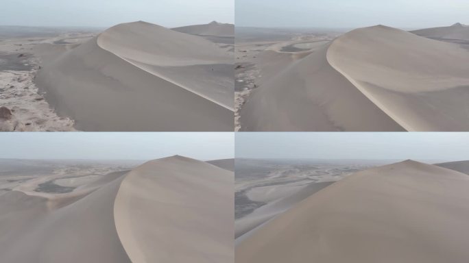 新疆哈密：航拍暴风过后的沙丘脊线