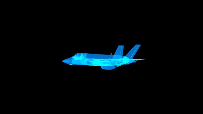 蓝色科技线条全息f35飞机透明通道素材