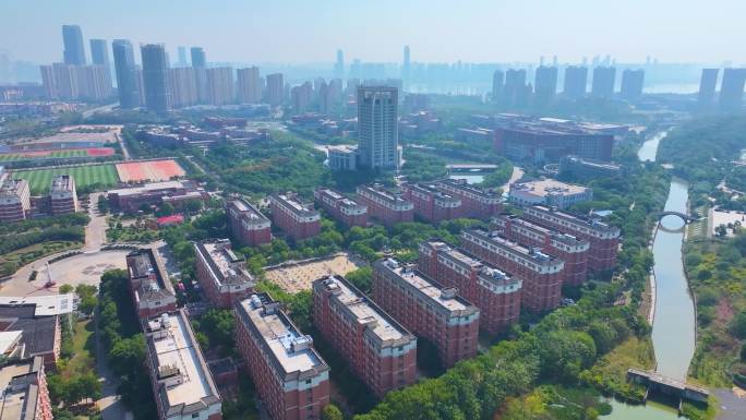 江西南昌航空大学前湖校区校园航拍风景风光