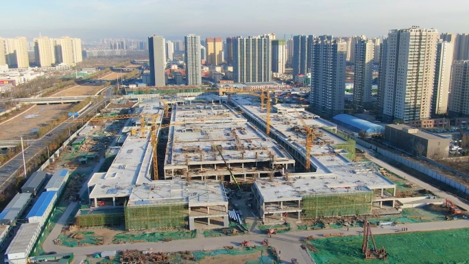 航拍建筑工地施工建设4K