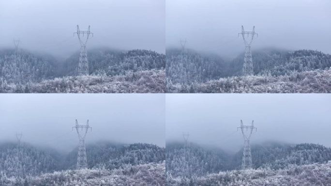 铁塔雪景冰灾素材