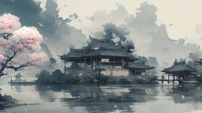 中国风水墨画舞台背景