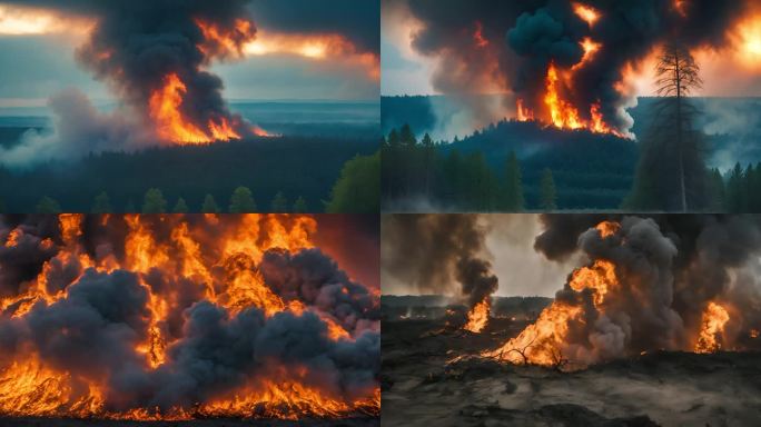 山火、森林火灾、火灾，火，浓烟