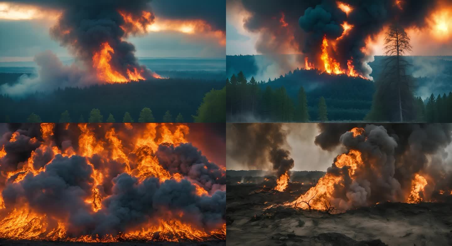 山火、森林火灾、火灾，火，浓烟