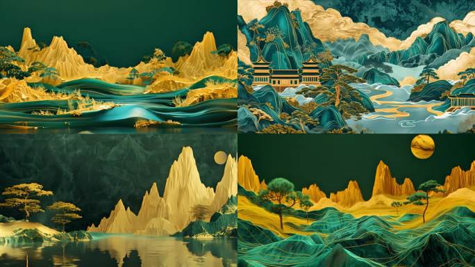 中国风意境山水，彩色写意中式风景【3】
