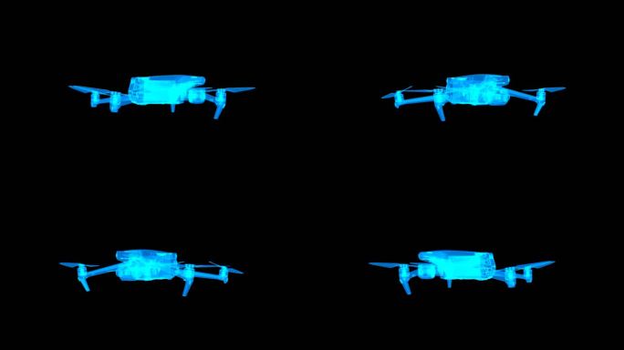 蓝色科技线条全息无人机透明通道素材