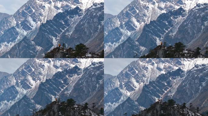 航拍玉龙雪山登山