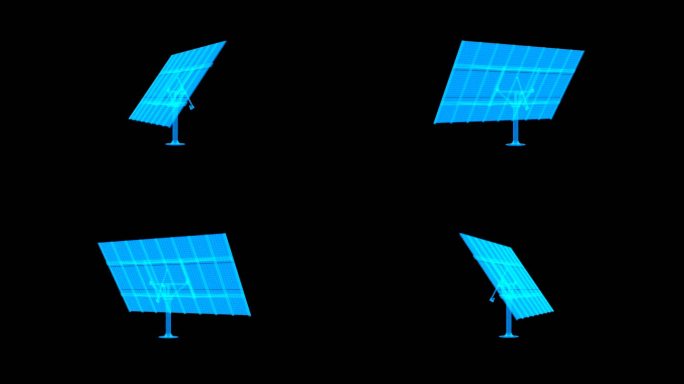 蓝色全息线框科技太阳能板素材带通道