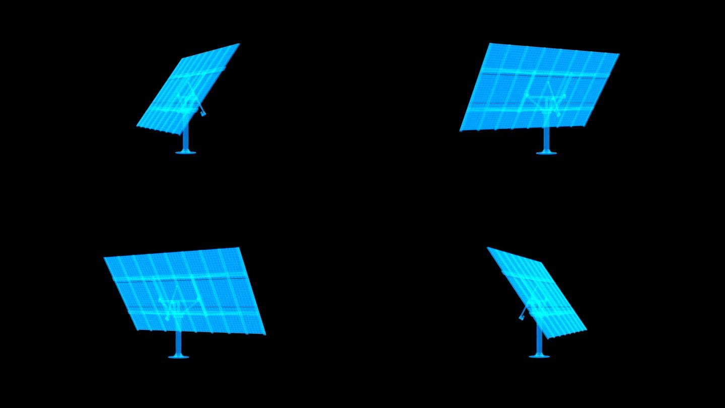 蓝色全息线框科技太阳能板素材带通道