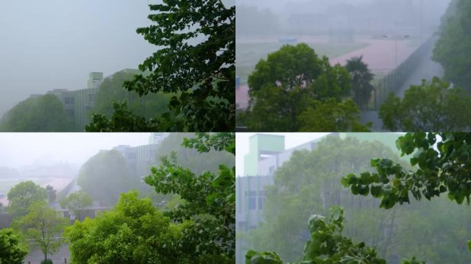 城市洪涝灾害狂风暴雨倾盆大雨下雨天雨水雨