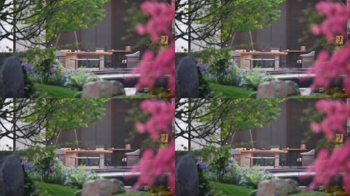 杜鹃花和流水景观