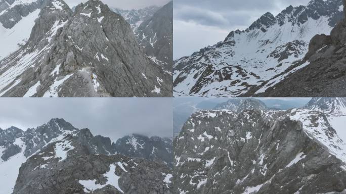 航拍玉龙雪山登山