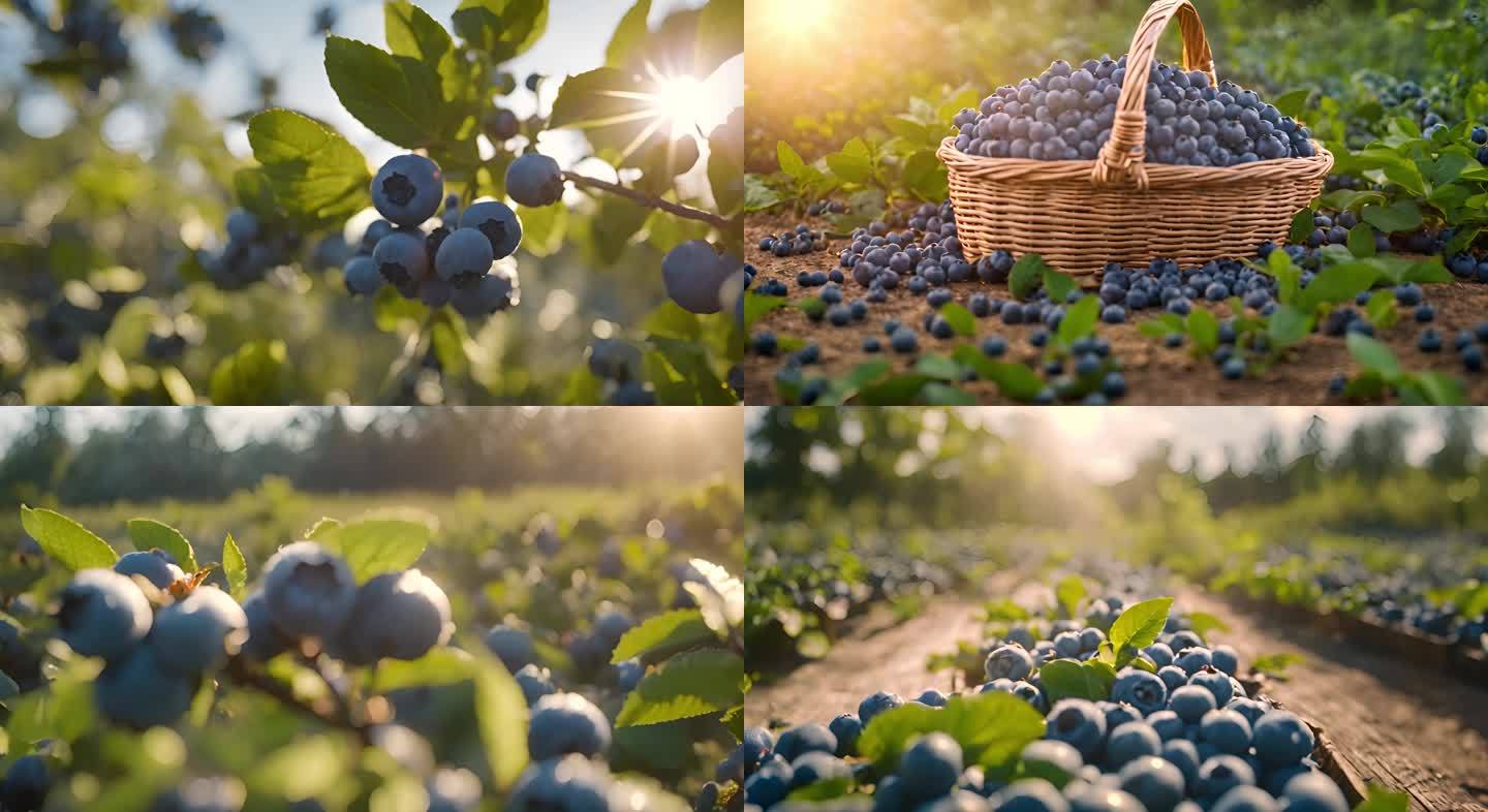 蓝莓 阳光下的蓝莓 果园