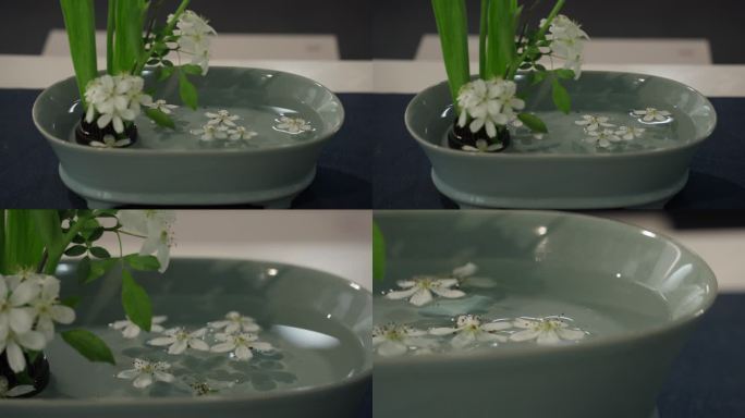 汝瓷水仙盆里的水仙花