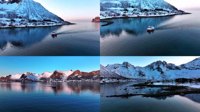 4K航拍北欧挪威塞尼亚岛自然美景