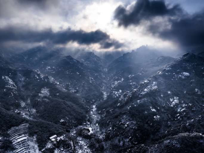 青岛崂山雪景航拍延时2