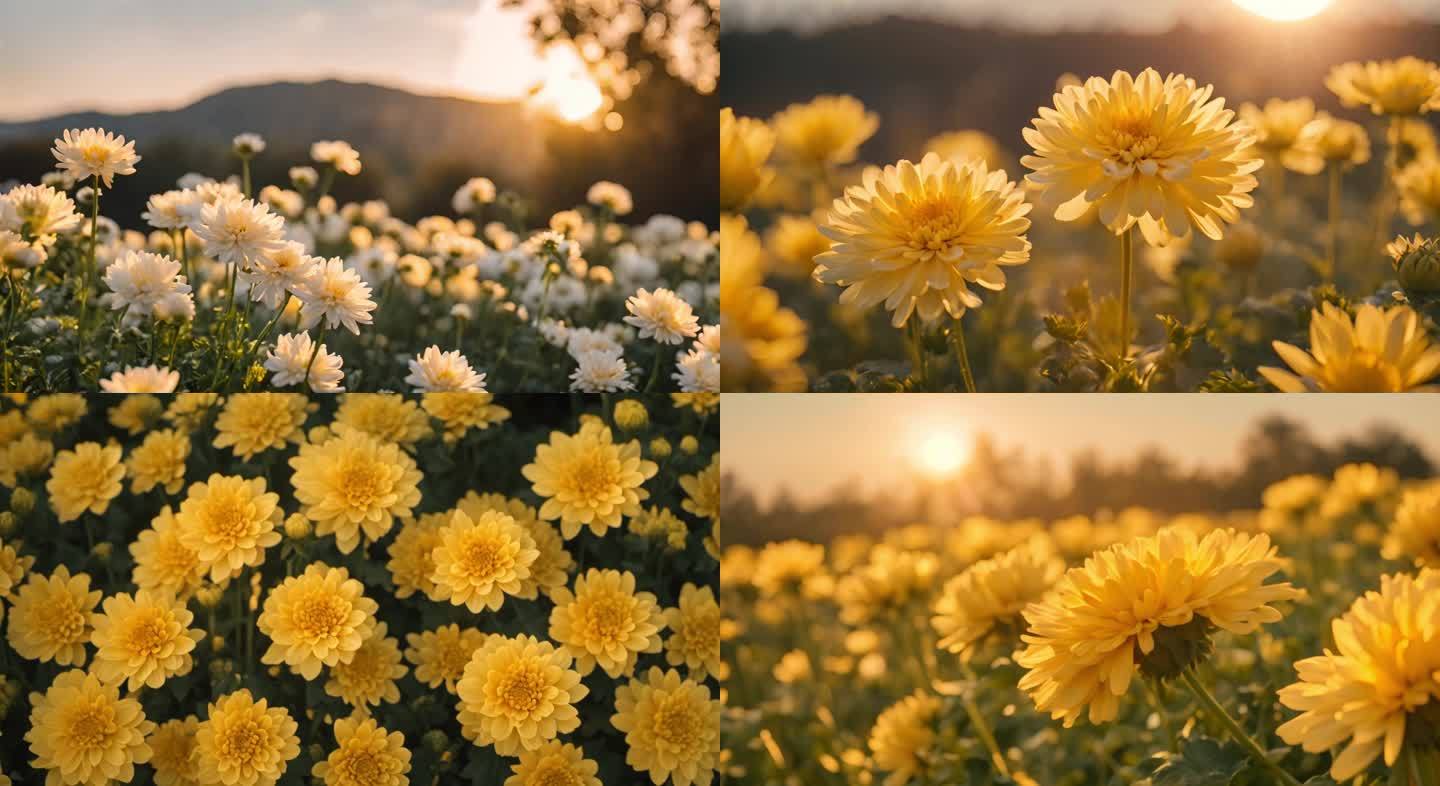 菊花雏菊菊花花海菊花金丝皇菊种植基地4k