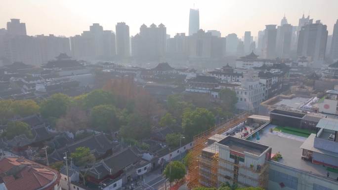 上海黄浦区豫园城隍庙航拍城市风景风光