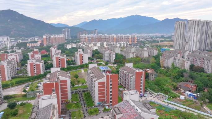 福州福建江夏学院大学城校区航拍校园风景风