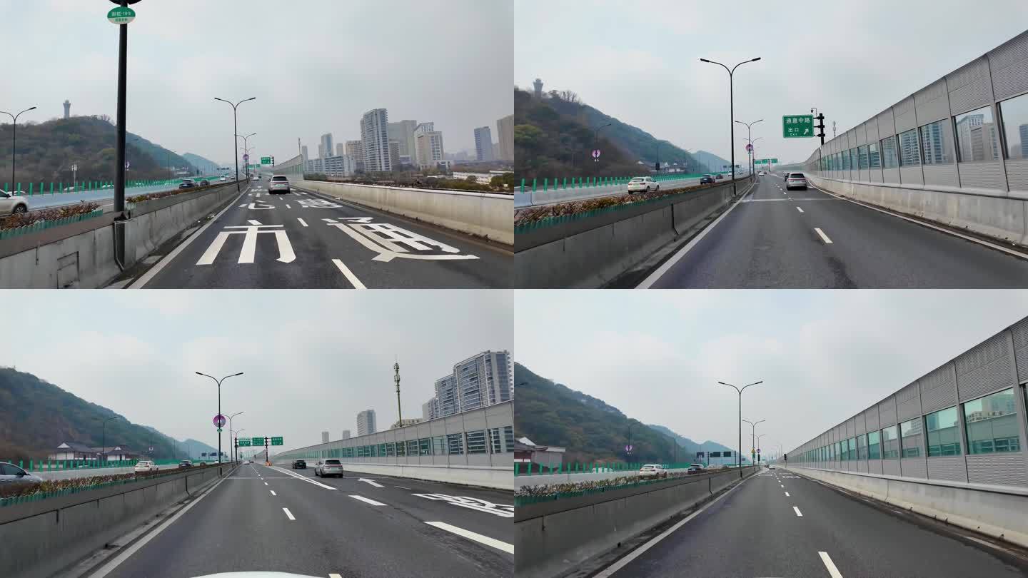城市马路沿途风景开车第一视角道路公路视频