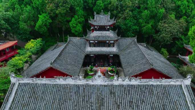 航拍千年古刹四川乐至报国寺