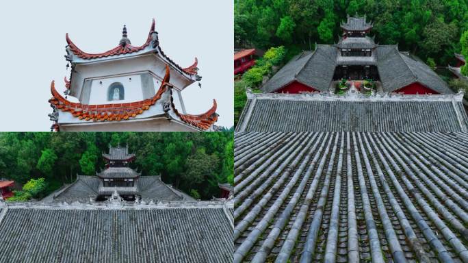 航拍千年古刹四川乐至报国寺