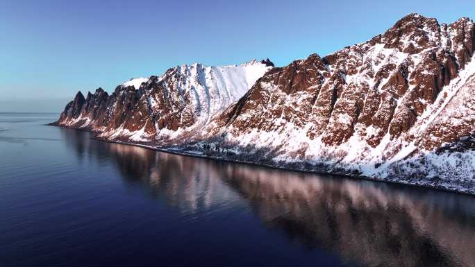 4K航拍挪威塞尼亚岛海湾美景