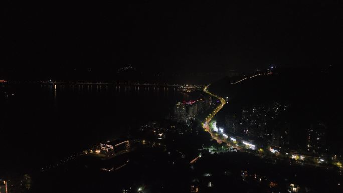 4K航拍浙江杭州淳安县千岛湖夜景风光