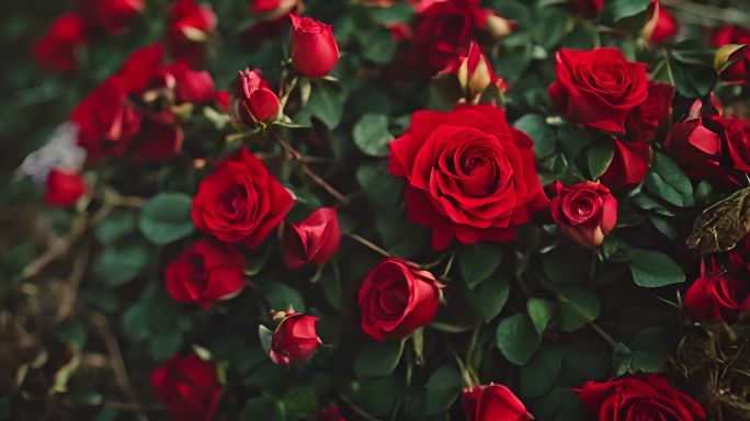 红色玫瑰花鲜花盛开花朵