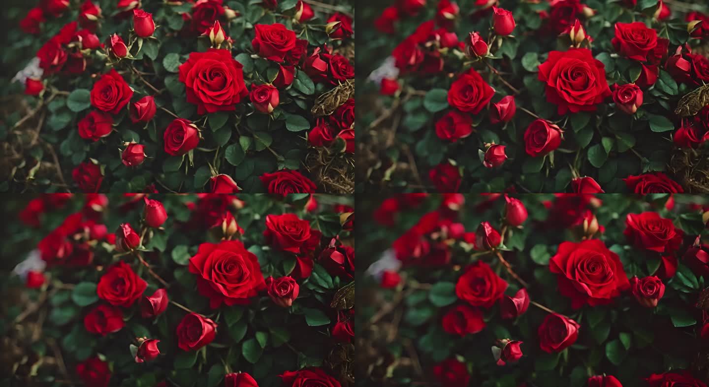 红色玫瑰花鲜花盛开花朵