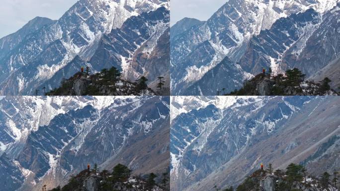 航拍玉龙雪山登山