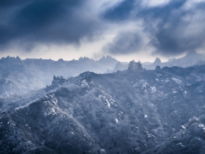 青岛崂山雪景航拍延时5