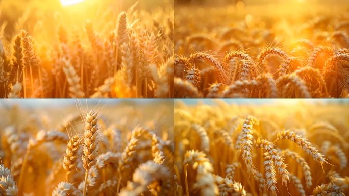 唯美金色麦田麦穗丰收ai素材成熟小麦农业