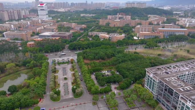 福州福建江夏学院大学城校区航拍校园风景风